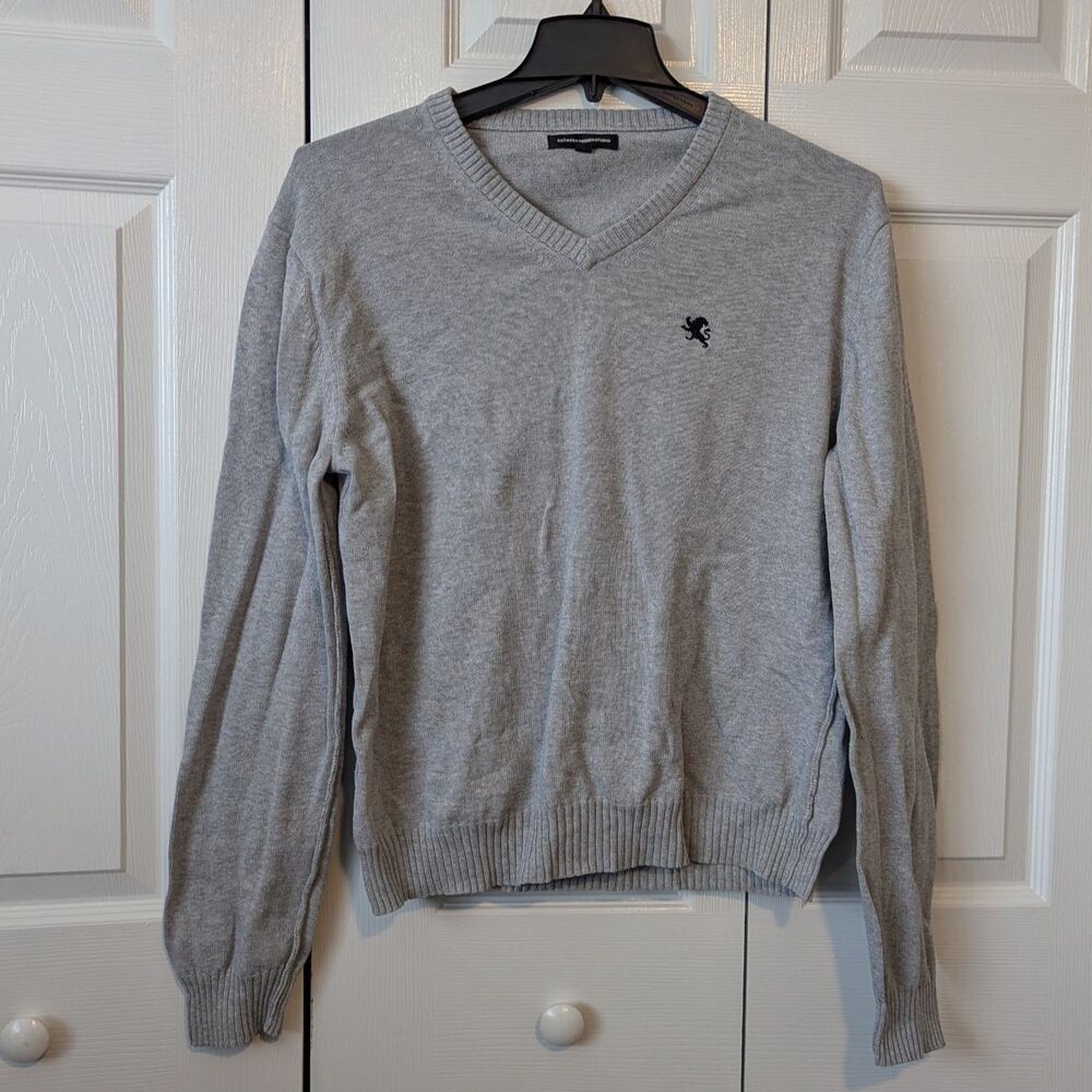 Express Design Studio Gray Sweater Men's XL Preppy Classic Cotton Collegiate